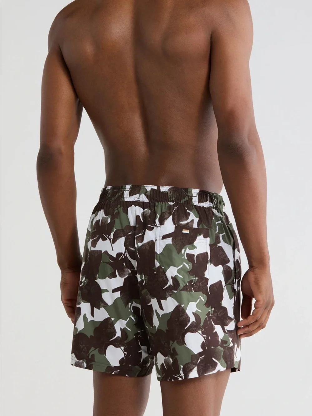 Hugo Boss Camo Print Swim Trunks - Olive & Brown